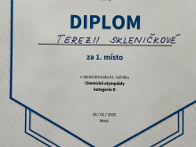 28. února 2025 - Úspěch na okresním kole Chemické olympiády v kategorii D